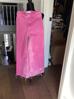Zara Pink High-Rise Wide-Leg Jeans